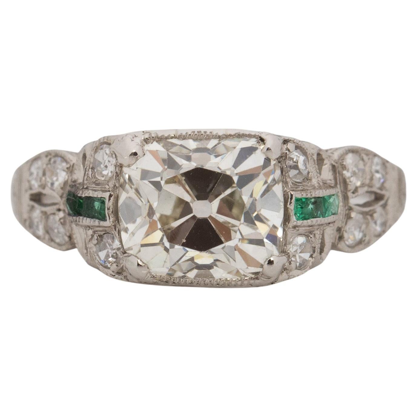 GIA Certified 2.01 Carat Art Deco Diamond Platinum Engagement Ring For Sale