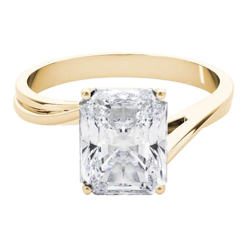 Bague à diamant certifiée GIA 2.01 carat en forme de panier, rayonnante et incurvée