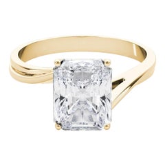 GIA zertifiziert 2.01 Karat Korb Set Radiant Curved Band Diamantring