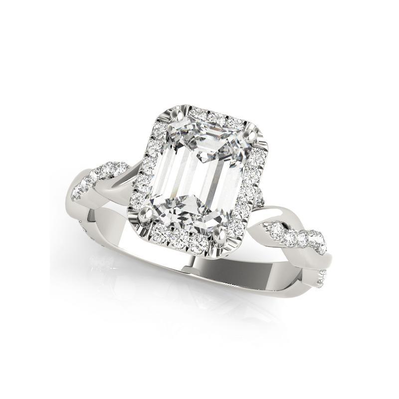 GIA Certified 2.01 Carat Braided Band Emerald Halo White Gold Diamond Ring In condizioni Nuovo in vendita a New York, NY