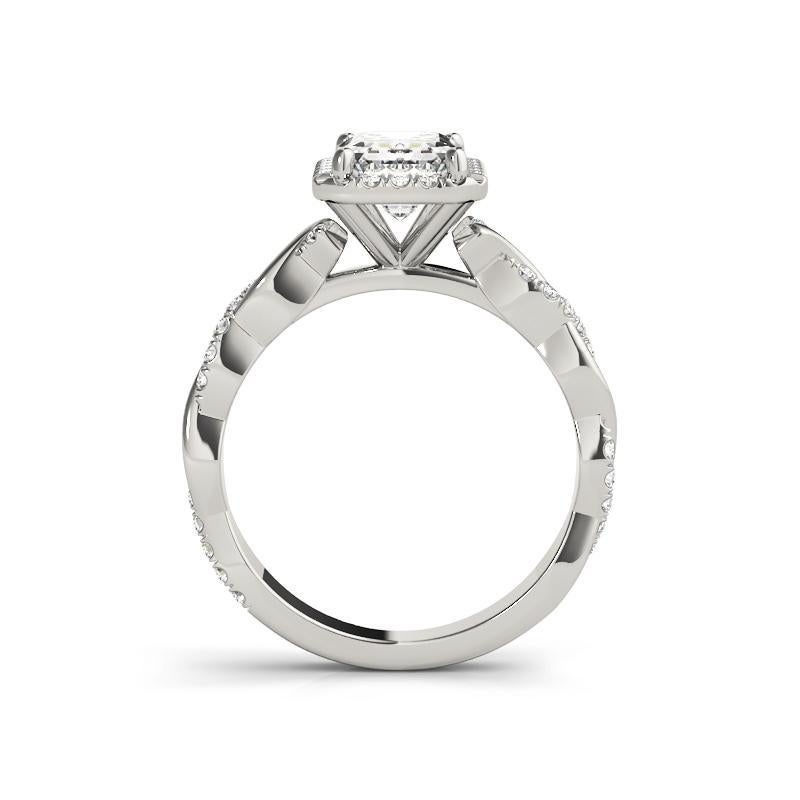 Donna GIA Certified 2.01 Carat Braided Band Emerald Halo White Gold Diamond Ring in vendita