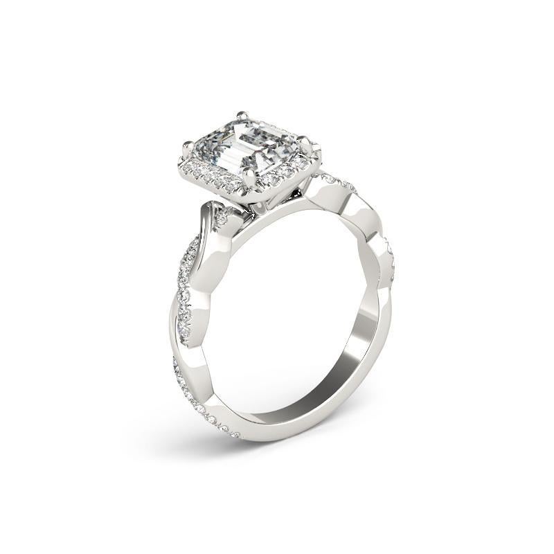 GIA Certified 2.01 Carat Braided Band Emerald Halo White Gold Diamond Ring in vendita 1