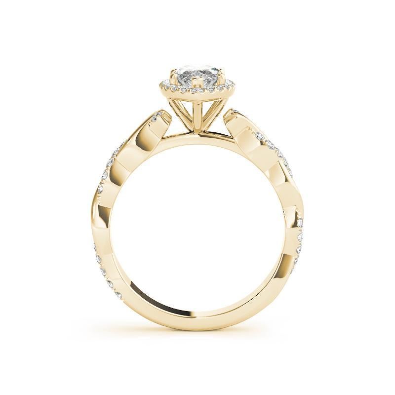 GIA zertifiziert 2,01 Karat Flechtband Marquise Halo Gelbgold Diamantring Damen im Angebot