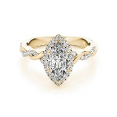 GIA zertifiziert 2,01 Karat Flechtband Marquise Halo Gelbgold Diamantring