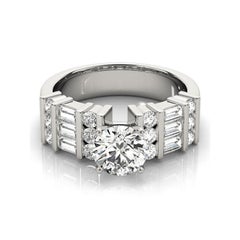 Bague certifiée GIA 2,01 carats Baguette et diamant rond à barrettes