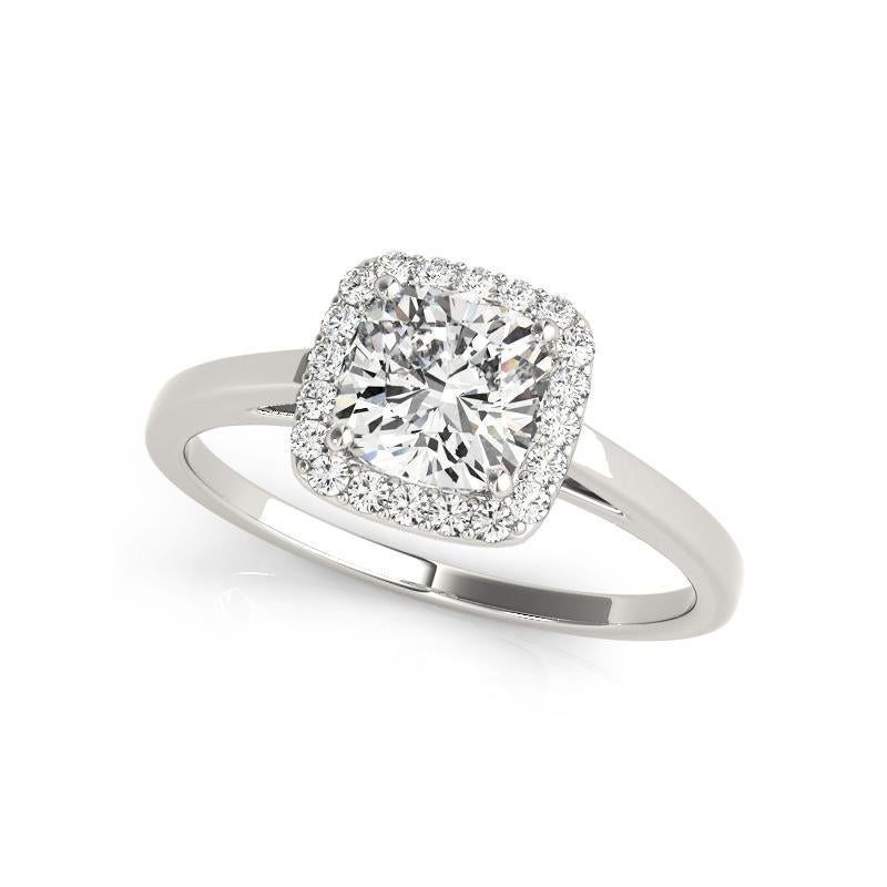 Taille coussin Bague à diamant cathédrale certifiée GIA de 2,01 carats avec halo coussin classique en vente