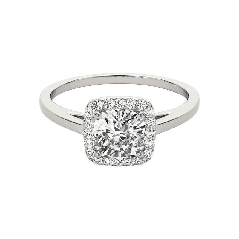 GIA Certified 2,01 Carat Classic Cushion Halo Cathedral Diamond Ring
