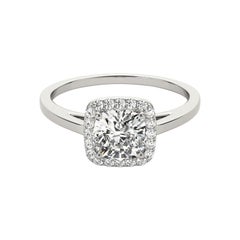 GIA Certified 2,01 Carat Classic Cushion Halo Cathedral Diamond Ring