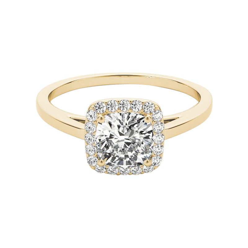 GIA zertifiziert 2,01 Karat Classic Cushion Halo Kathedrale Diamantring