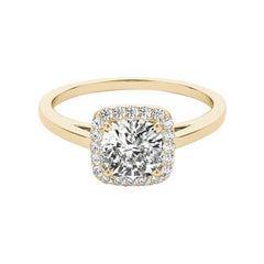 GIA Certified 2,01 Carat Classic Cushion Halo Cathedral Diamond Ring