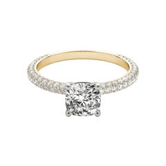 GIA Certified 2.01 Carat Cushion Cushion Solitaire Pave Diamond Ring