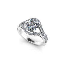 GIA Certified 2.01 Carat Cushion Diamond Double Pavé Diamonds Ring 18k Gold