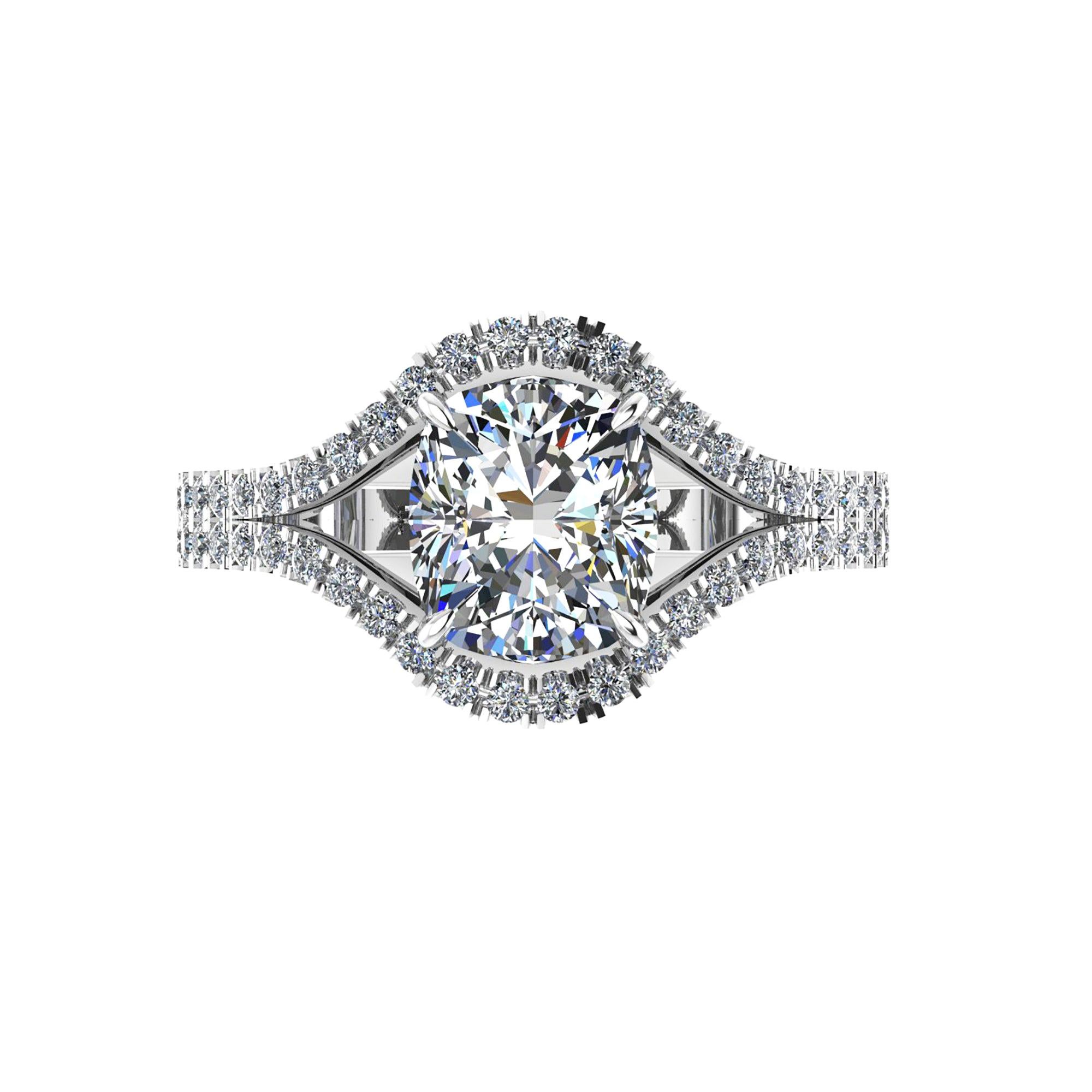 GIA-zertifizierter 2,01 Karat Kissenschliff Diamant Doppel Pavé Diamanten Ring 18k Gold