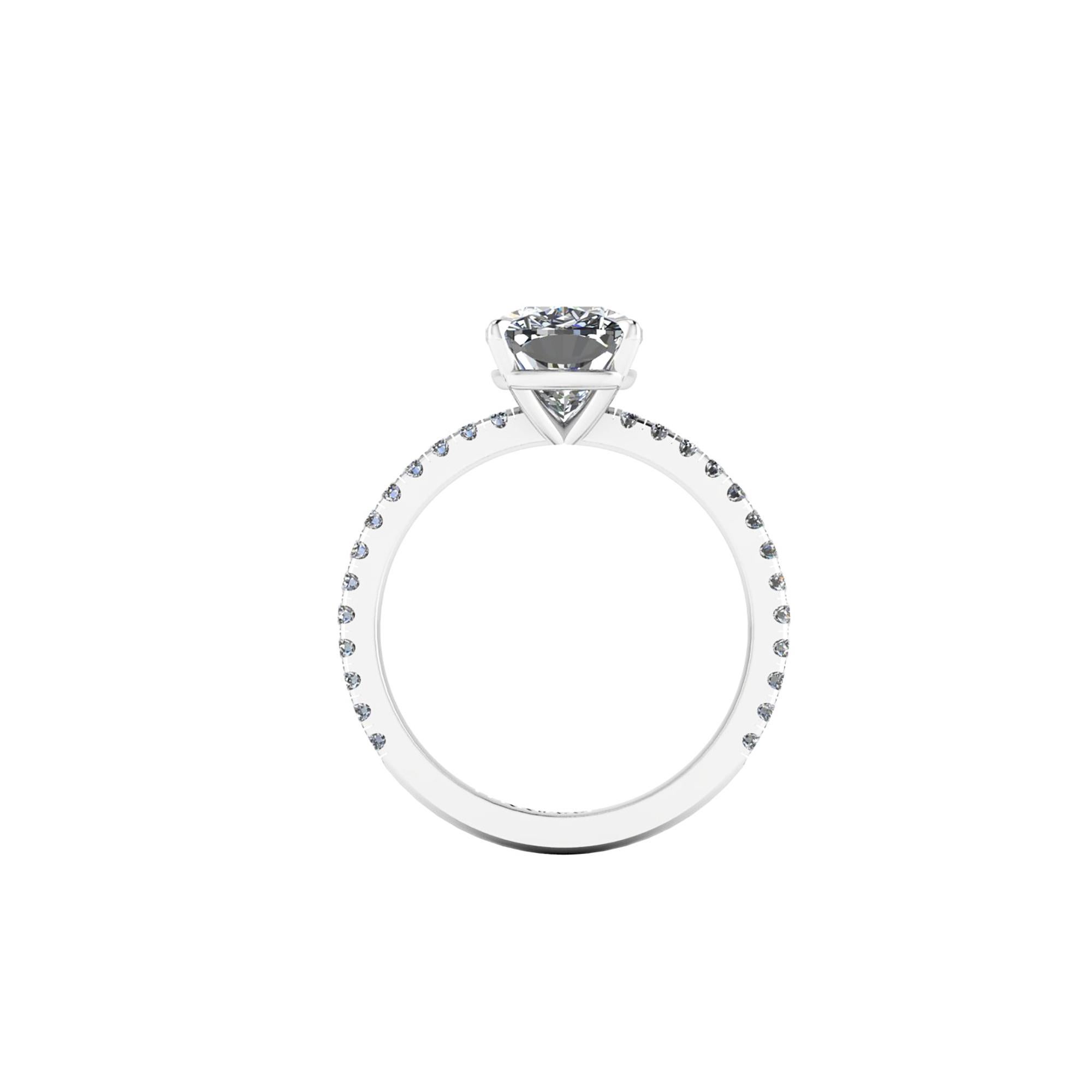 GIA Certified 2.01 carat Cushion diamond,H color,  SI2 clarity,  set in a 0.28 carat Pave diamond set engagement ring made in Platinum 950

The ring size is a 5.75, we offer complimentary sizing upon order