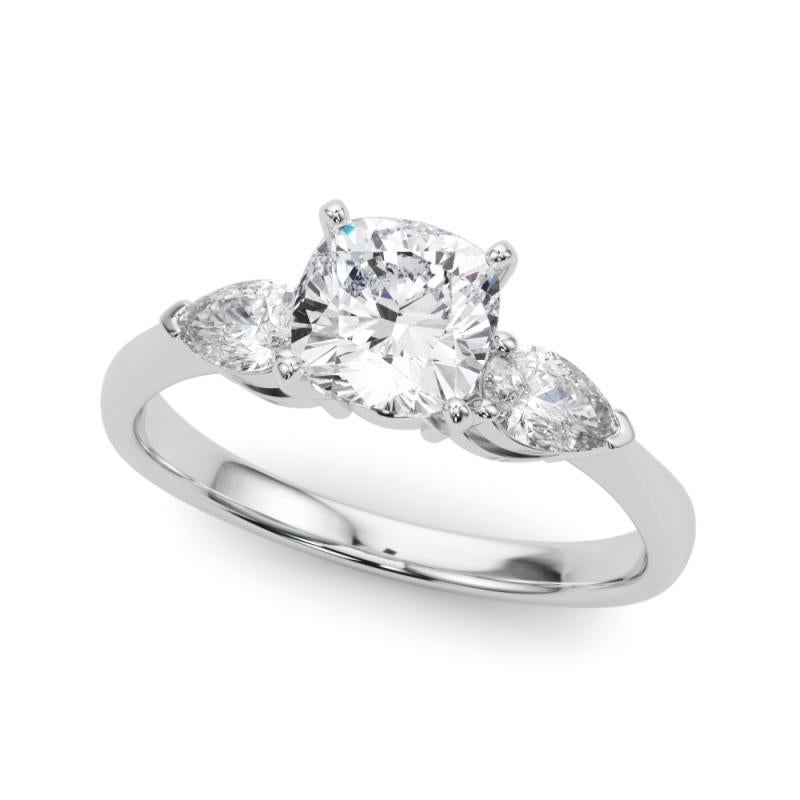 Taglio cuscino GIA Certified 2.01 Carat Cushion East-West Three-Stone Diamond Ring in vendita