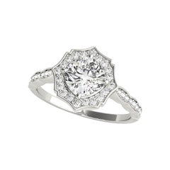 Bague de diamant en platine certifiée GIA de 2.01 carats avec halo en forme de coussin et panier cathédrale
