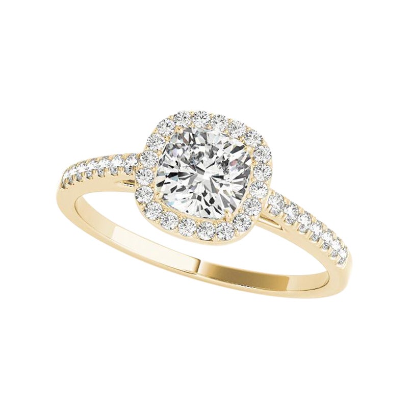 GIA Certified 2.01 Carat Cushion Halo Cathedral Pave Diamond Ring