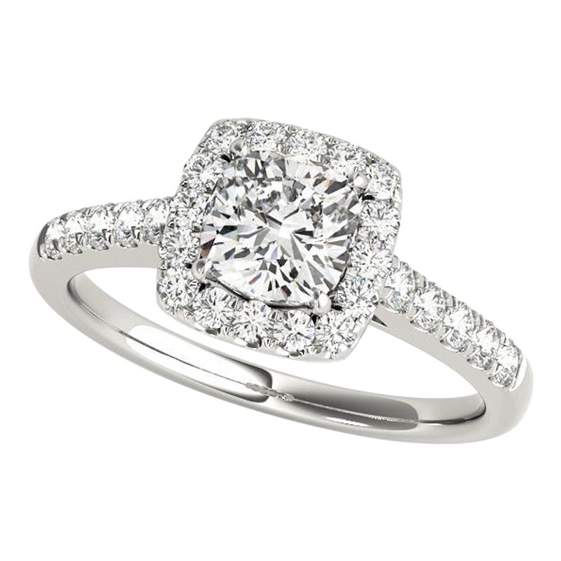 GIA Certified 2.01 Carat Cushion Halo Pave Cathedral Platinum Diamond Ring