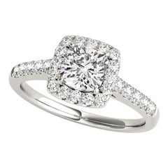 GIA Certified 2.01 Carat Cushion Halo Pave Cathedral Platinum Diamond Ring