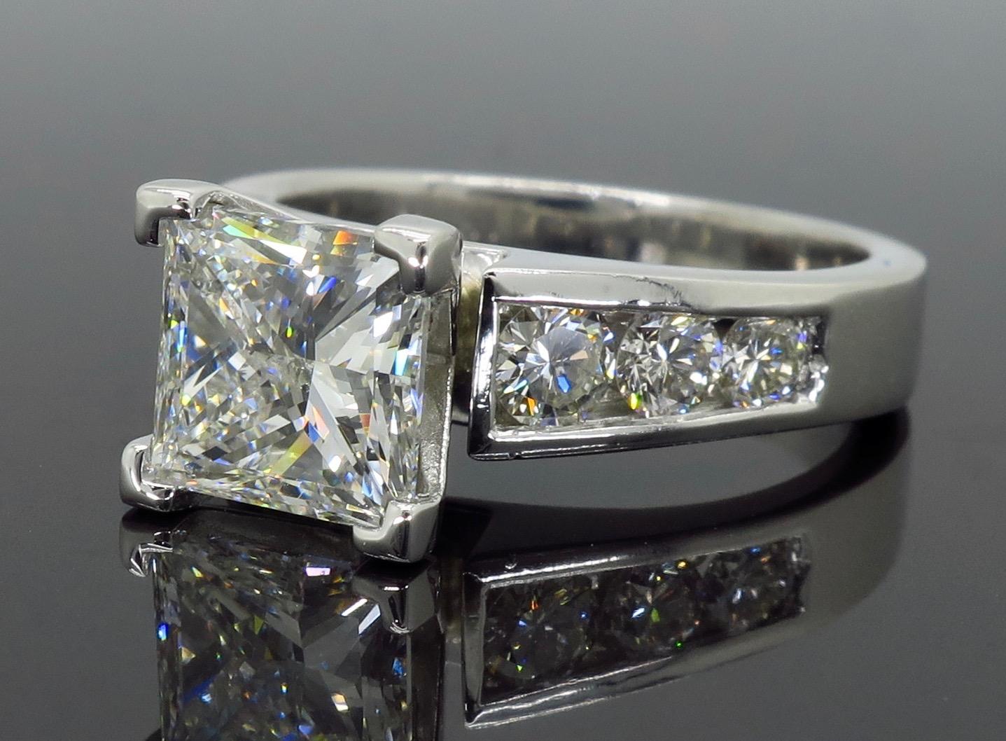 GIA Certified 2.01 Carat Diamond Platinum Engagement Ring In New Condition In Webster, NY