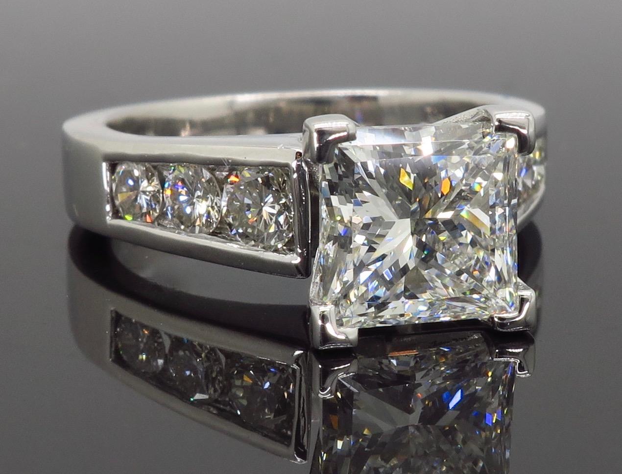 GIA Certified 2.01 Carat Diamond Platinum Engagement Ring 3