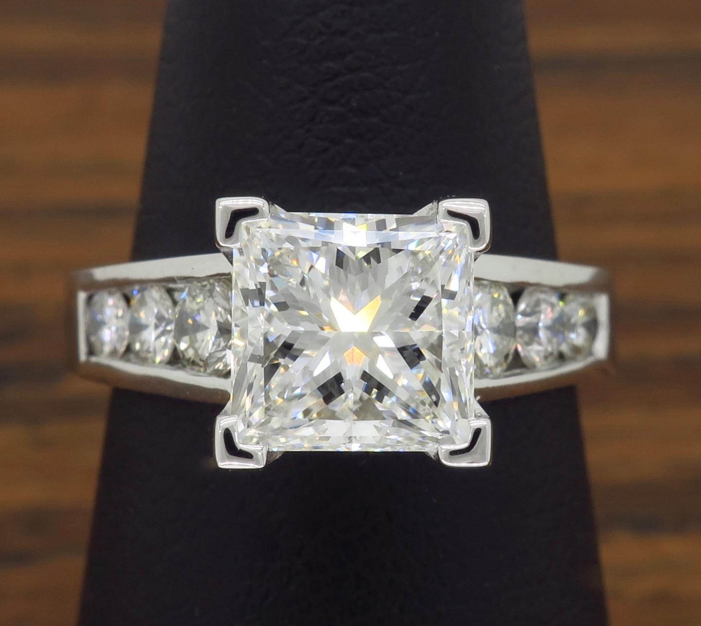 GIA Certified 2.01 Carat Diamond Platinum Engagement Ring 4