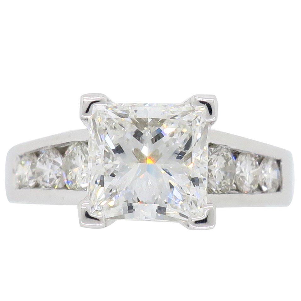 GIA Certified 2.01 Carat Diamond Platinum Engagement Ring