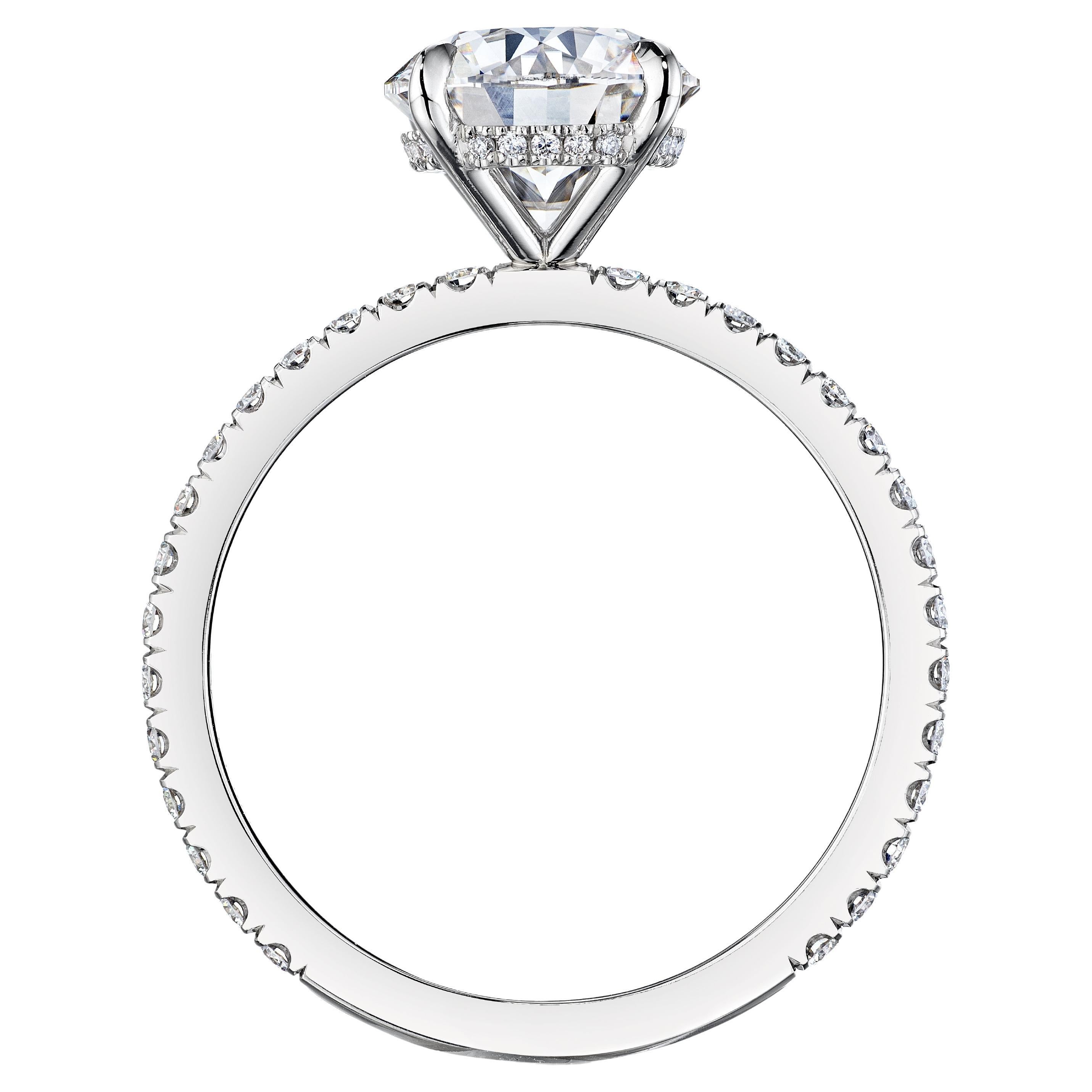 Bague de fiançailles Journey avec diamant rond de 2,01 carats E VS1 certifié GIA en vente