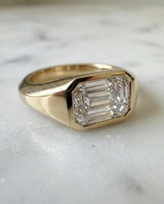 GIA Certified 2.01 Carat Emerald Cut E Color VVS1 Diamond Gipsy Ring