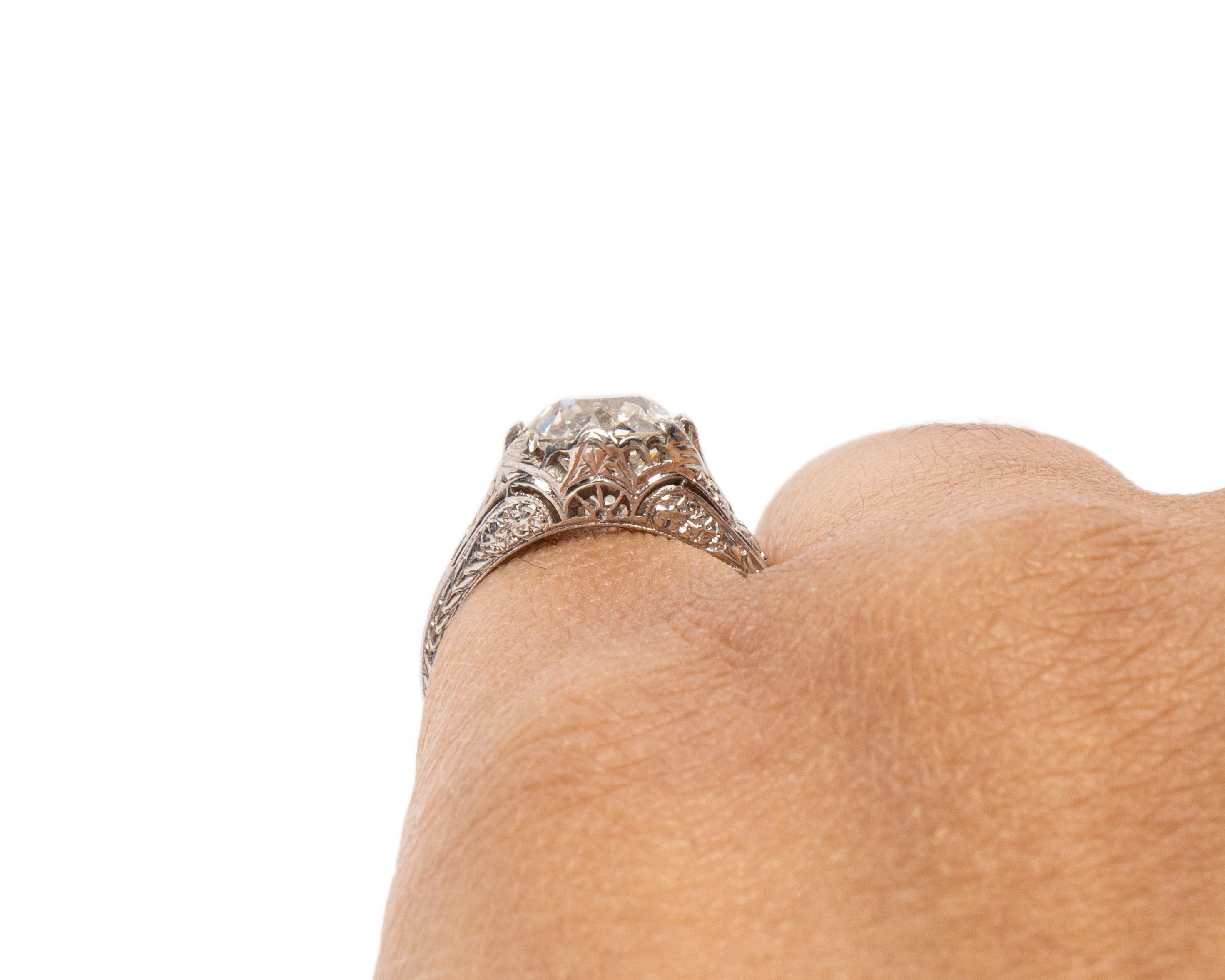 Women's GIA Certified 2.01 Carat CD Peacock Edwardian Diamond Platinum Engagement Ring