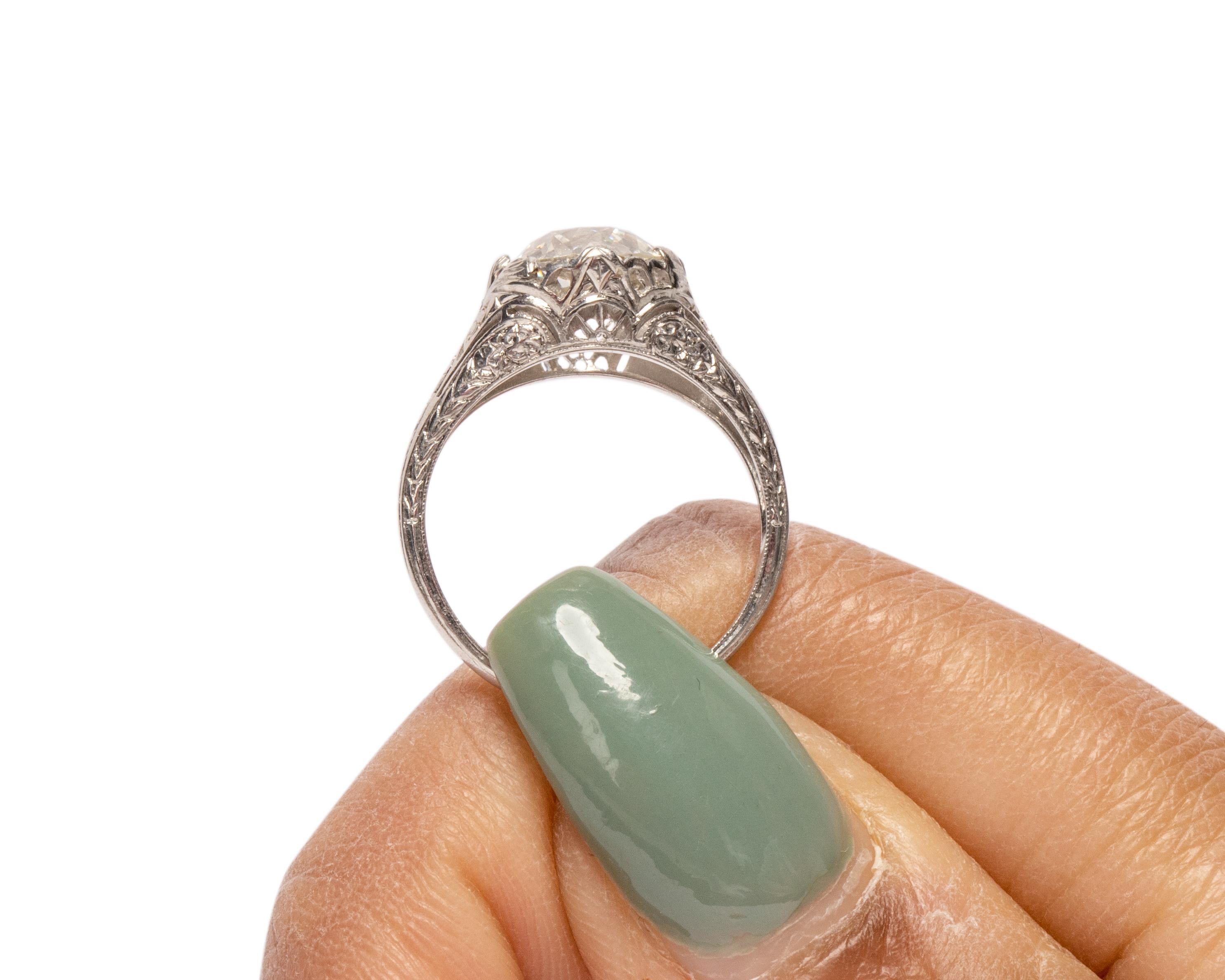 GIA Certified 2.01 Carat CD Peacock Edwardian Diamond Platinum Engagement Ring 1