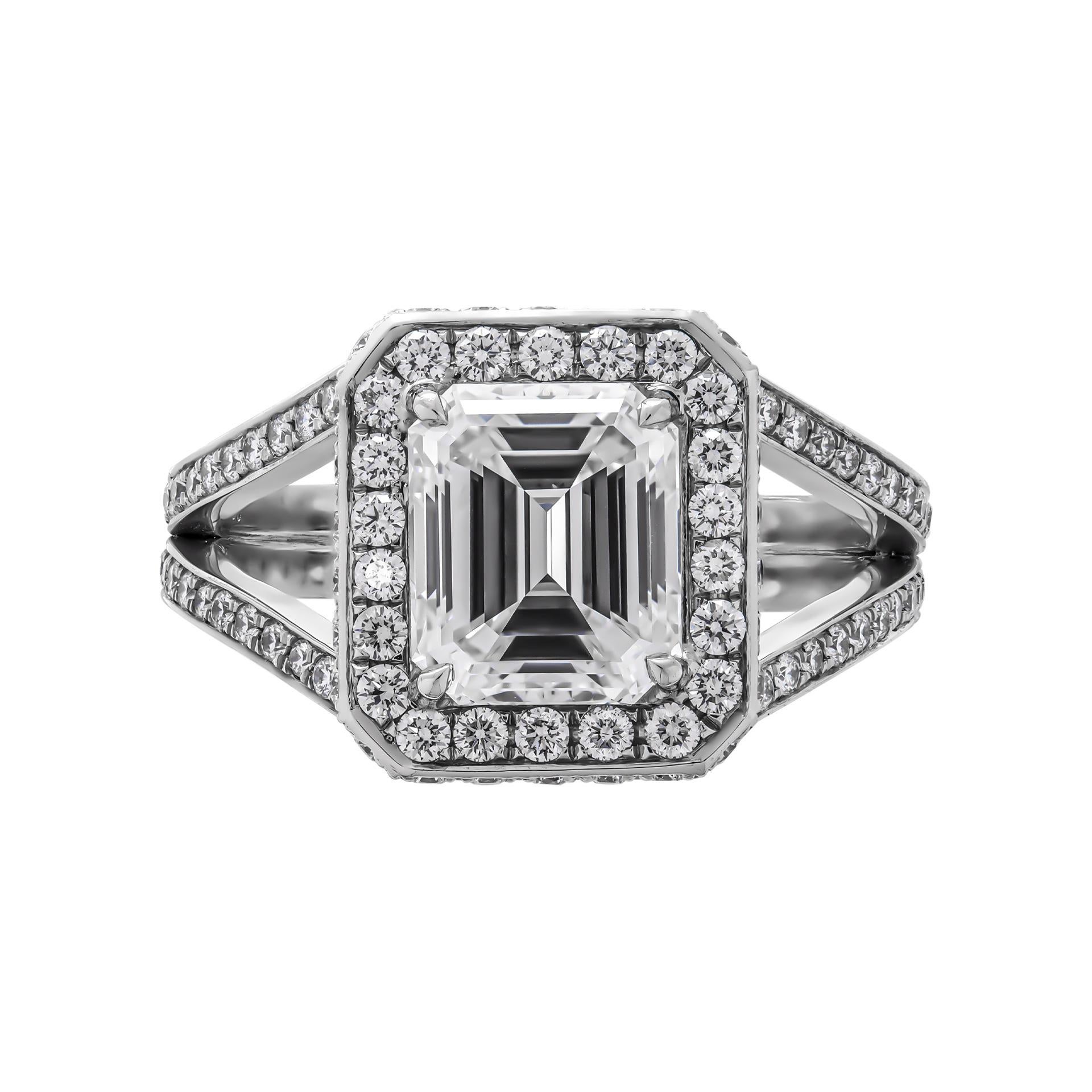 GIA Certified 2.01 Carat Emerald Cut Diamond Engagement Ring
Timeless Classic Emerald Cut Diamond Engagement Ring- Timeless classis with a modern spin
Mounted in Platinum, featuring exceptional pave work that compliments the center stone,
Mounting