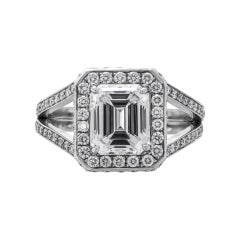 GIA Certified 2.01 Carat Emerald Cut Diamond Engagement Ring