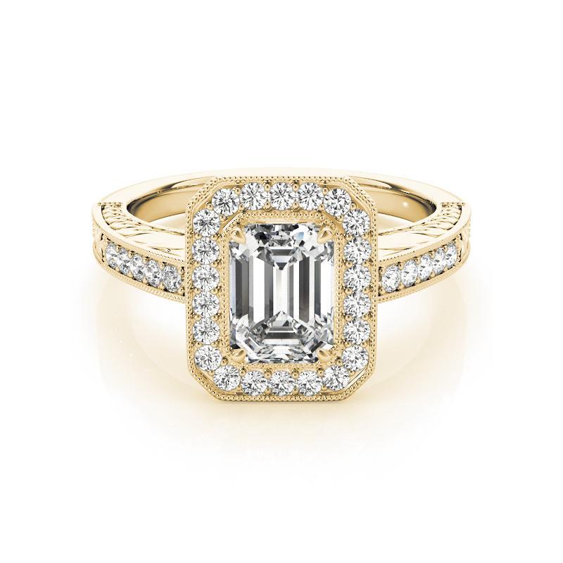 Bague à diamant ajouré certifié GIA de 2,01 carats avec halo d'émeraude gravé Neuf - En vente à New York, NY