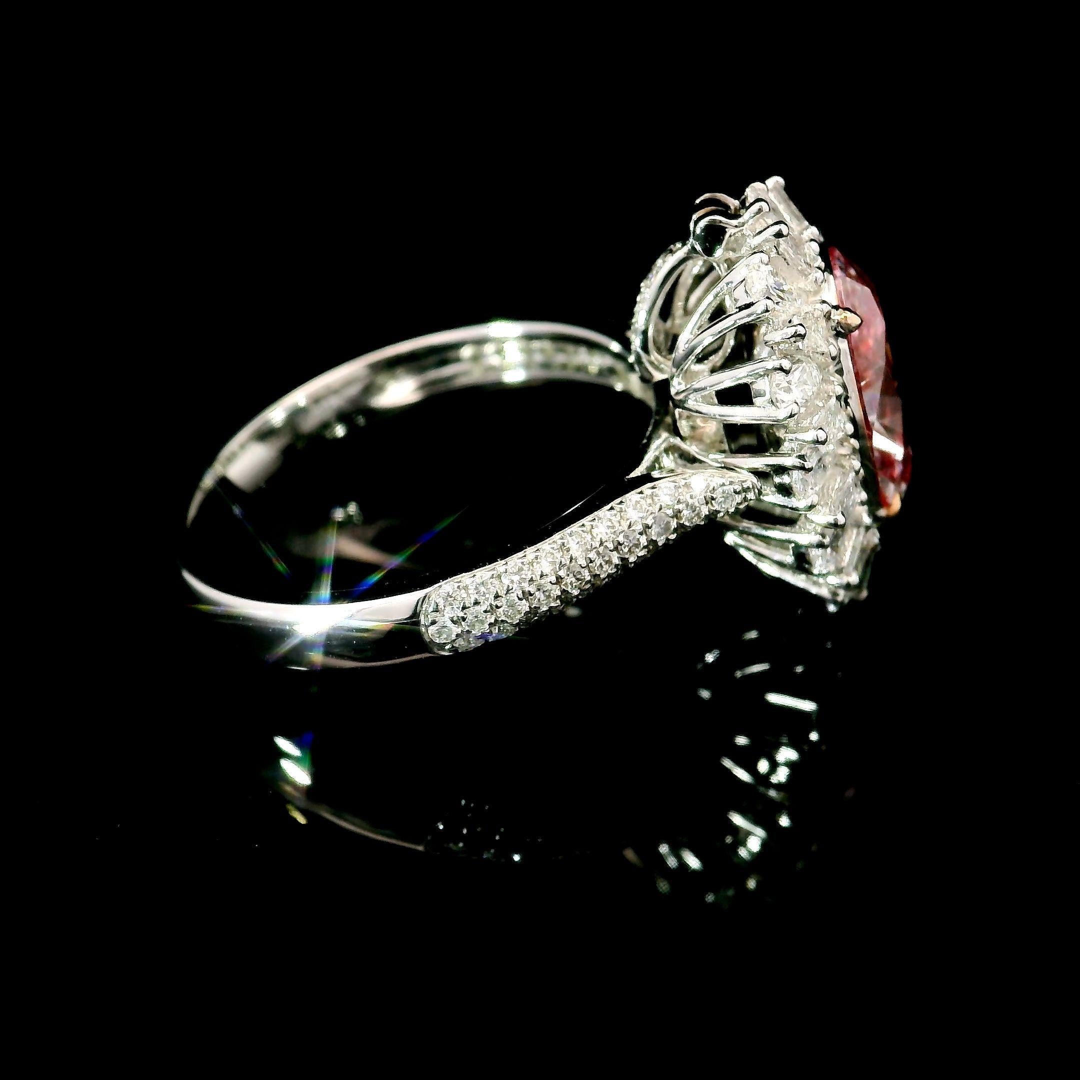 GIA Certified 2.01 Carat Faint Pink SI2 Clarity Diamond Ring For Sale 1