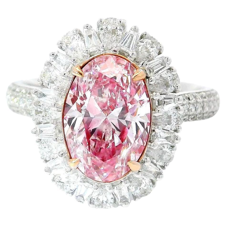 GIA Certified 2.01 Carat Faint Pink SI2 Clarity Diamond Ring