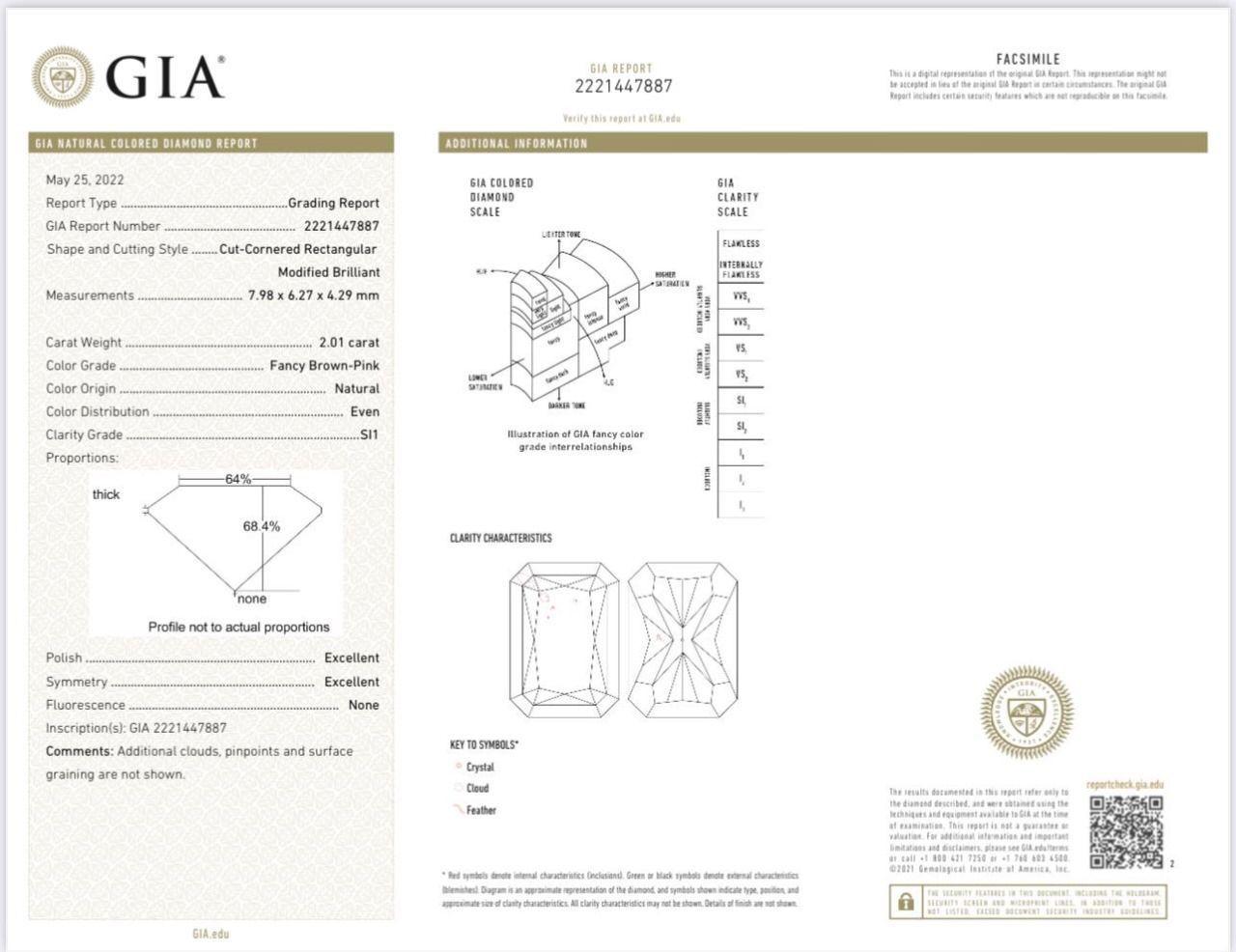 GIA Certified 2.01 Carat Fancy Brown Pink SI1 Clarity Diamond Ring For Sale 3