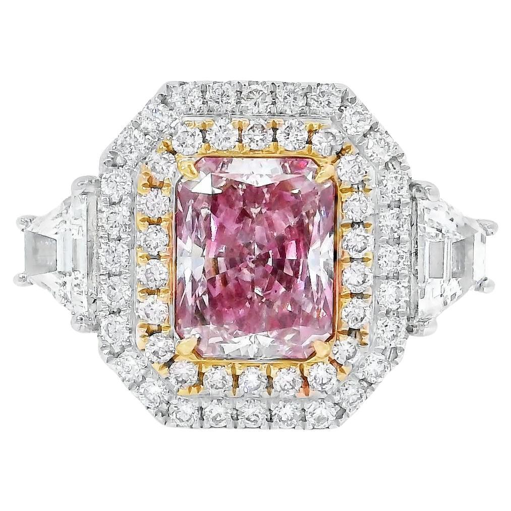 Anillo de diamantes con certificado GIA de 2,01 quilates de color rosa marrón fantasía y claridad SI1