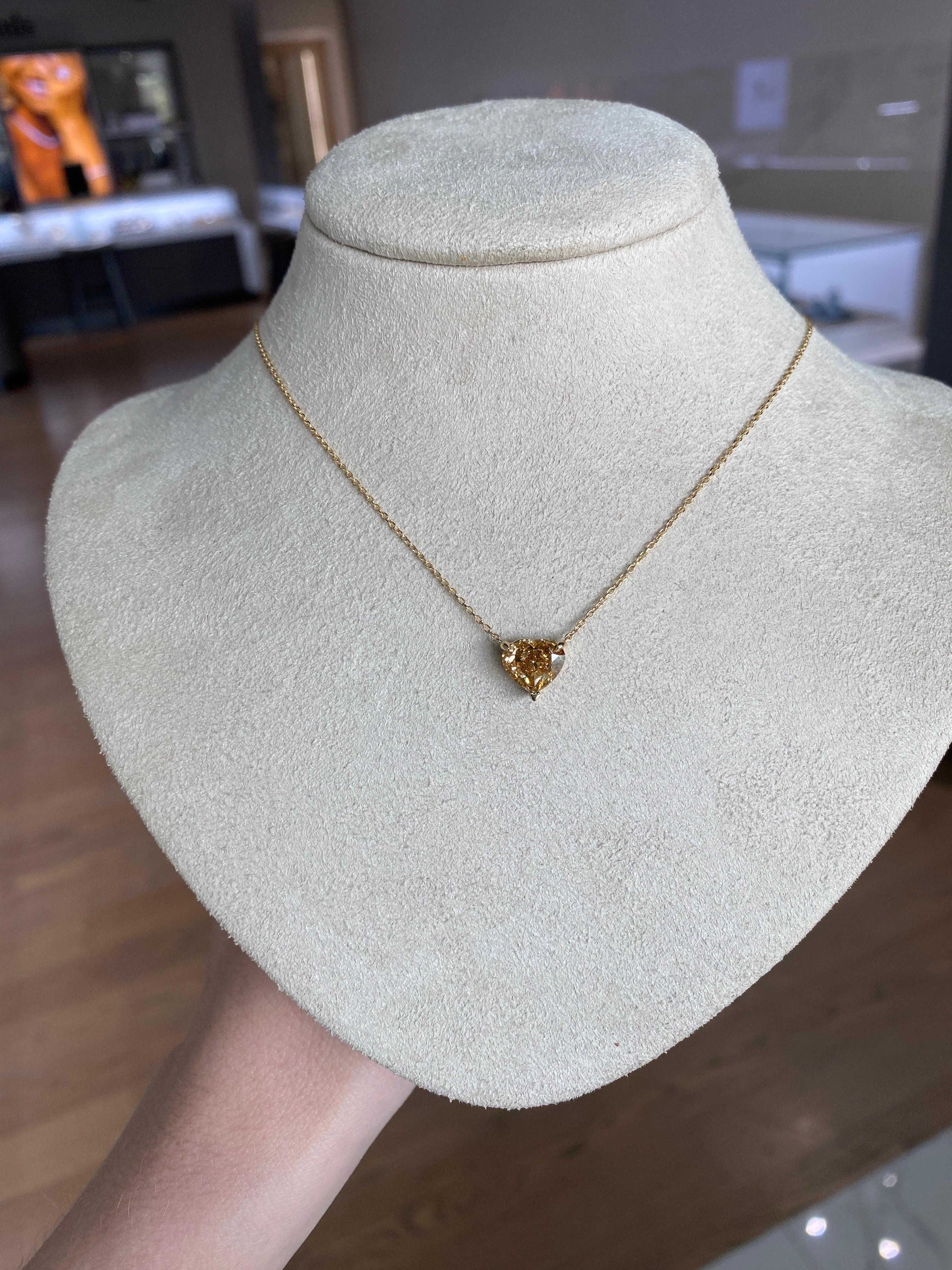 GIA Certified 2.01 Carat Fancy Heart Shaped Diamond Pendant Necklace For Sale 8