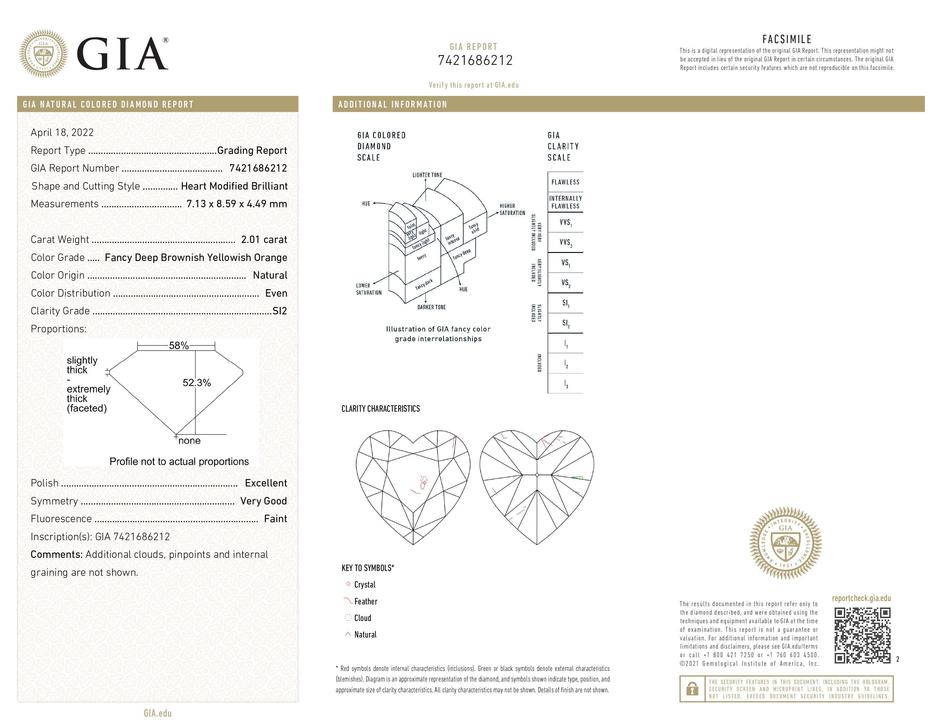 GIA-zertifizierte 2,01 Karat herzförmige Diamant-Anhänger-Halskette  (Herzschliff) im Angebot