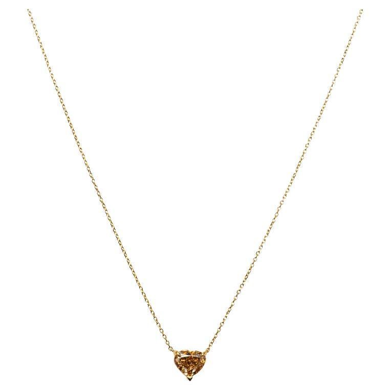 GIA Certified 2.01 Carat Fancy Heart Shaped Diamond Pendant Necklace