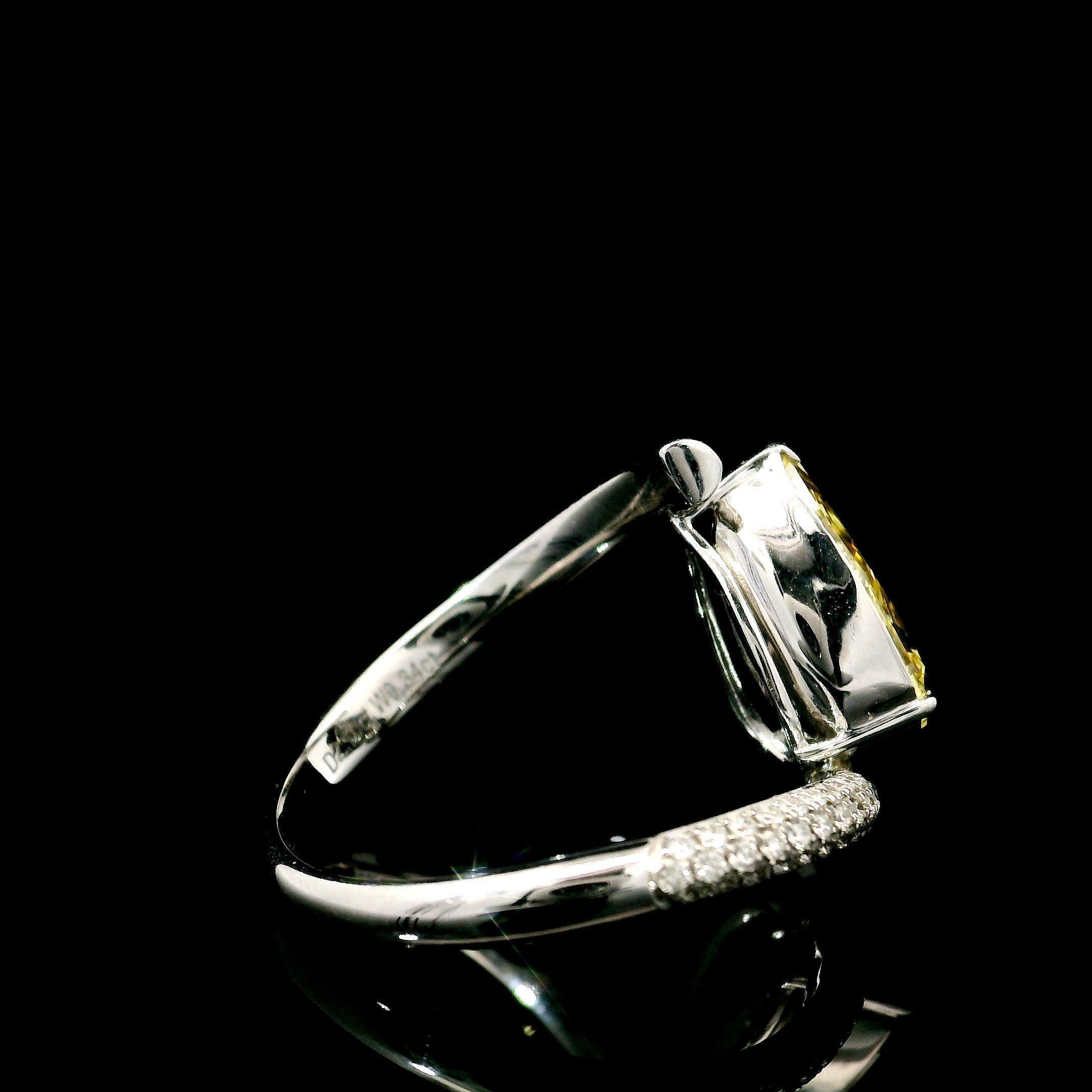 GIA Certified 2.01 Carat Fancy Intense Yellow I1 Clarity Diamond Ring For Sale 2