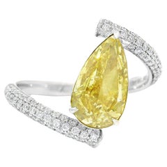 GIA Certified 2.01 Carat Fancy Intense Yellow I1 Clarity Diamond Ring