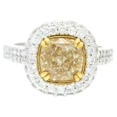GIA-zertifiziert 2,01 Karat Fancy Light Brownish Yellow I1 Clarity Diamantring