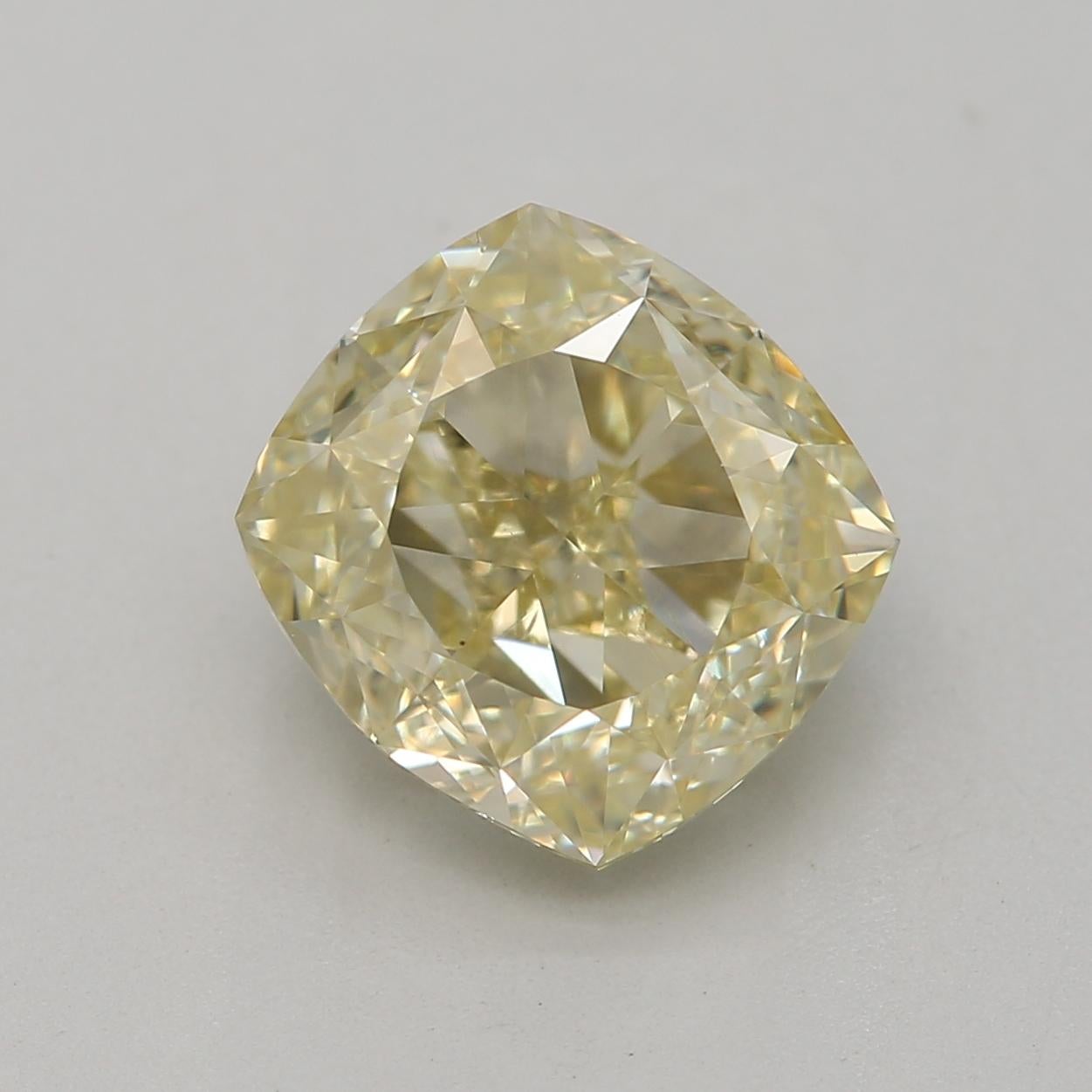 Certificate: GIA 
Report Number: 1467994146
Shape And Cut: Cushion
Carat Weight: 2.01 carat
Measurements: 7.00 x 6.65 x 4.59 mm
Color Grade: Fancy Light Greenish Yellow

FEATURES OF THE DIAMOND:

This fancy light greenish yellow diamond is a rare