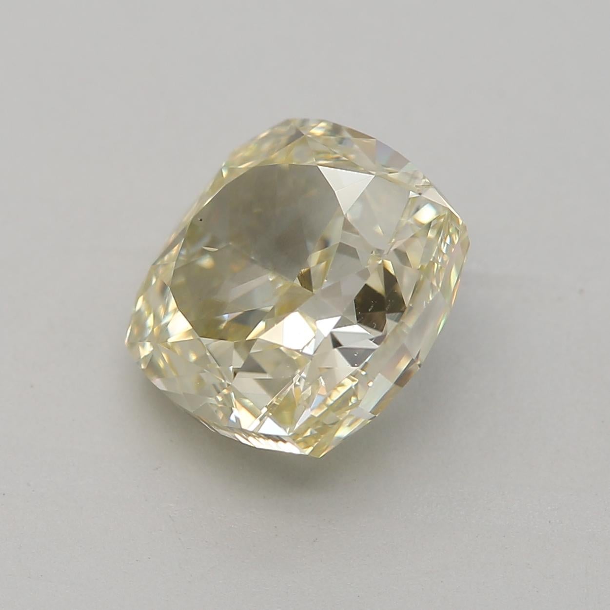 Cushion Cut GIA Certified 2.01 Carat Fancy Light Greenish Yellow VS2 Clarity Diamond For Sale