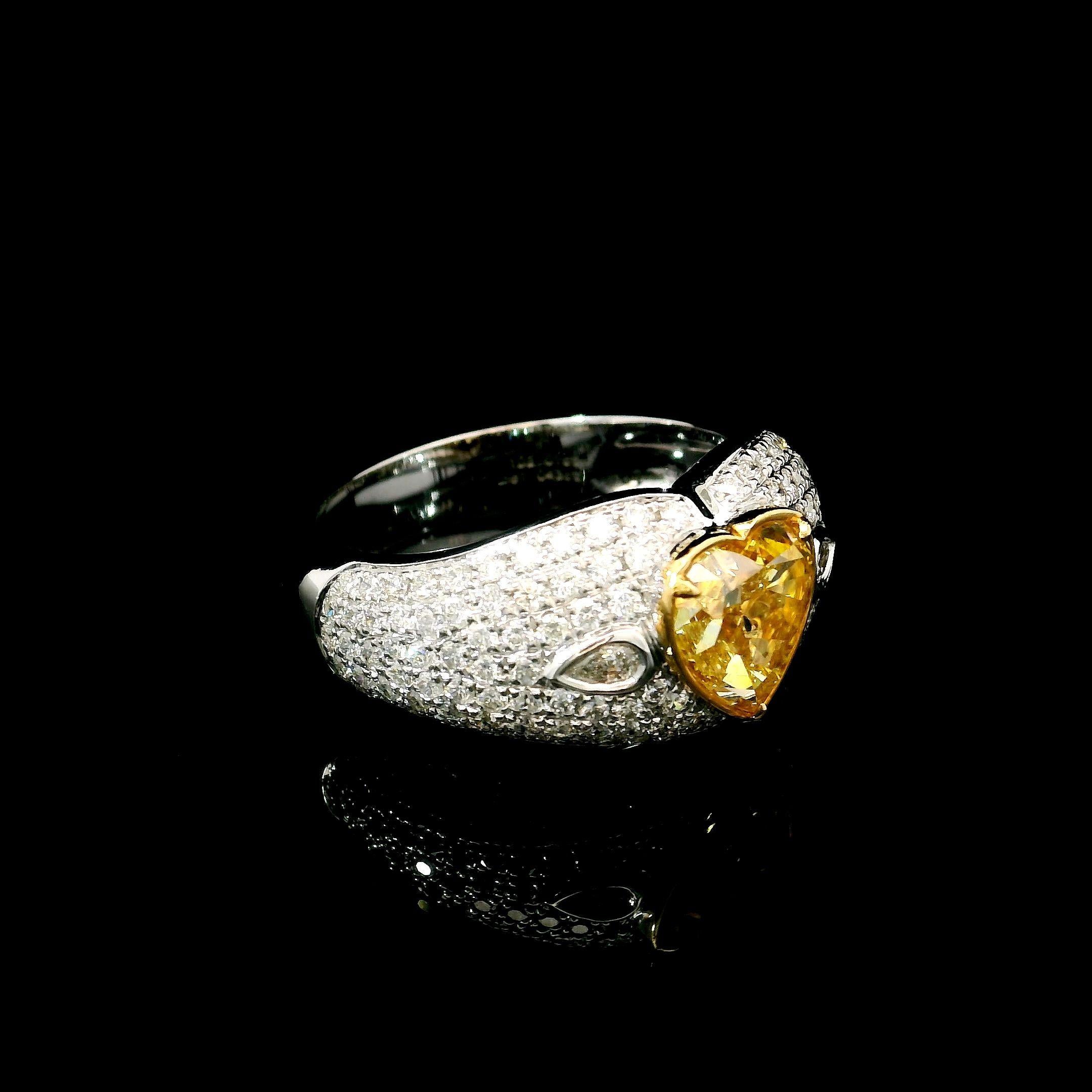 Heart Cut GIA Certified 2.01 Carat Fancy Light Yellow VS1 Clarity Diamond For Sale