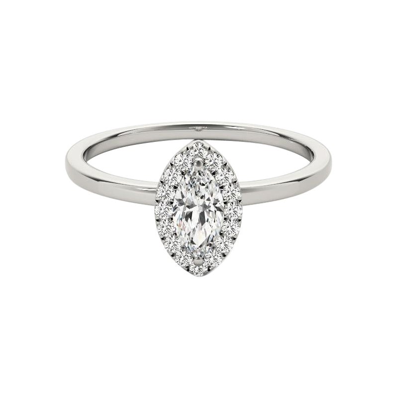 Certifié GIA 2.01 Carat Halo Marquise Pave Bague en diamant
