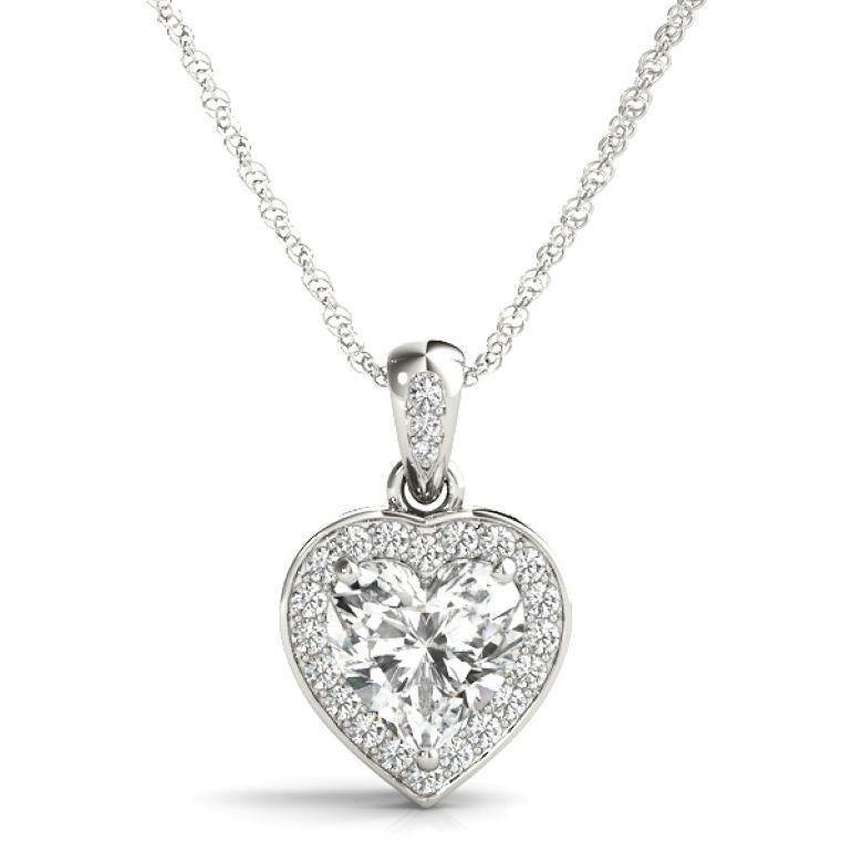GIA Certified 2.01 Carat Heart Diamond Cupid Frame Halo Pendant Necklace