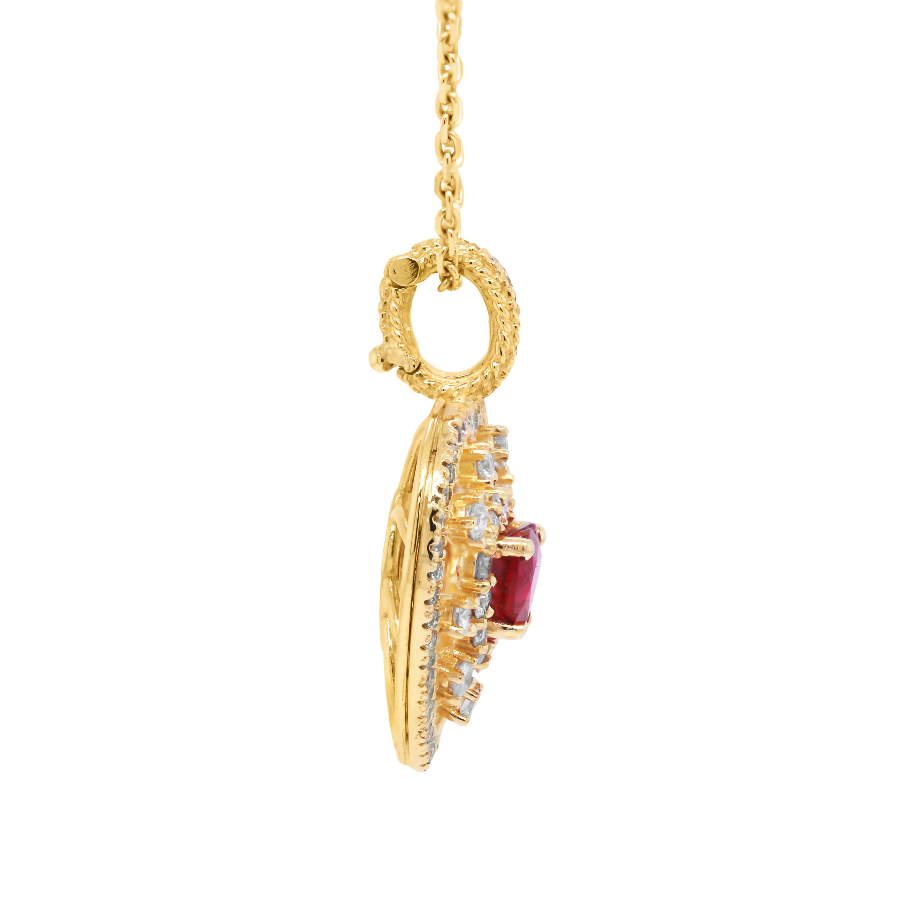 Heart Cut GIA Certified 2.01 Carat Heart Shape Ruby and Diamond Heart Pendant with Chain